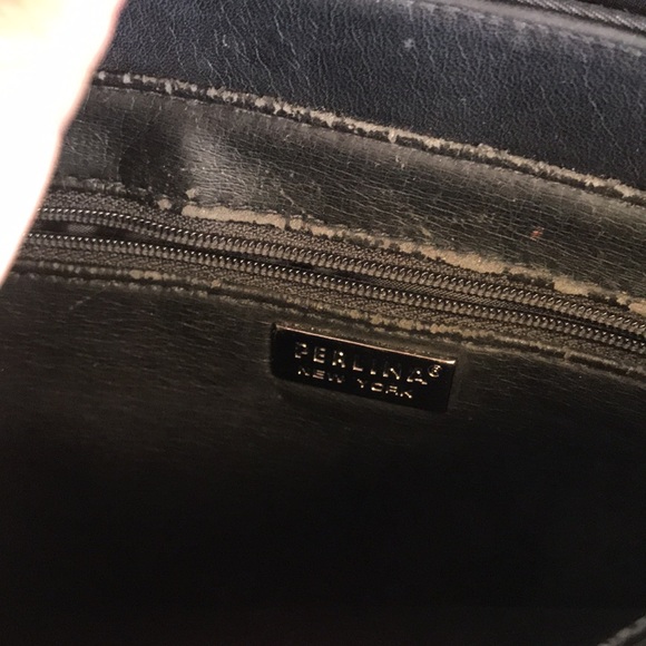 Perlina black‎ leather and nylon bag in good used condition, many compartments - Picture 2 of 7